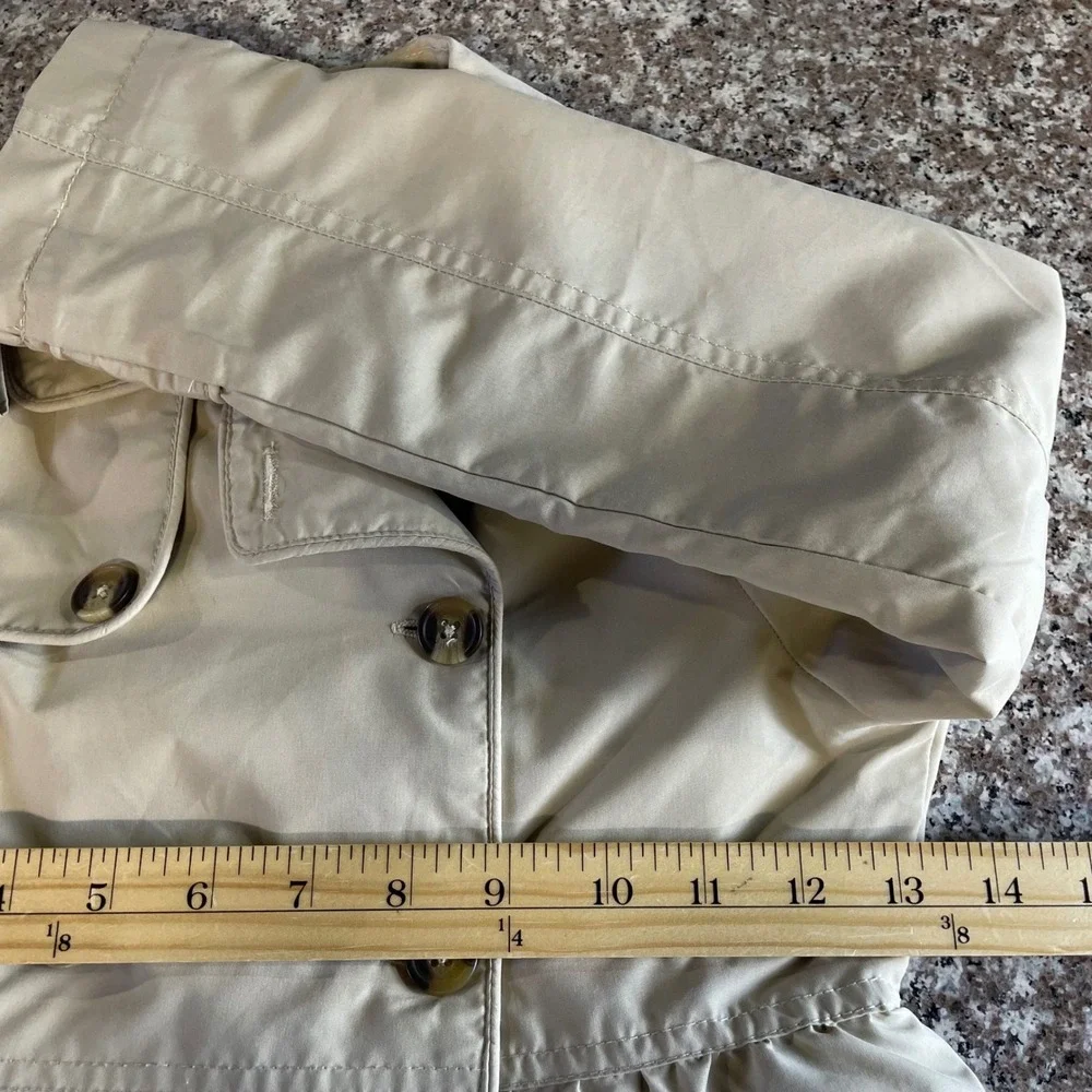 OshKosh Bgosh Girls Khaki Double Breasted Peplum Trench Coat Jacket Size 7